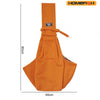 Orange adjustable crossbody dog sling carrier with a flap and decorative trim
