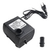 Black multifunctional submersible pump with a power cord and a threaded connector.