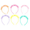 A set of pink, yellow, and orange cat ear headbands for girls and kids