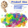 A bundle of colorful, springy cat toys in various colors like green, yellow, blue, and pink.