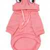 A pink frog-themed sweater designed for dogs.