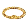 Collier de chien en acier inoxydable or avec design de chaîne cubaine.