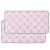 A seamless pattern of light blue and white guinea pigs on a pink background for a reusable absorbent cage liner.