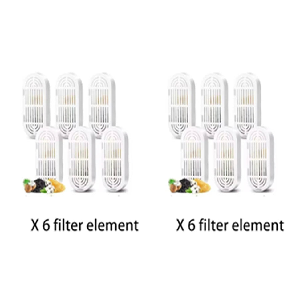 Six white filter elements for a stainless steel cat water fountain with smart sensor
