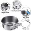 Stainless steel clamp-on pet feeding bowl designed as a bird stand and clamp cup for cages