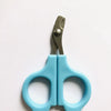 A pair of light blue professional pet nail clippers and trimmers with silver blades.