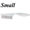 A white multi-functional pet grooming comb and scratcher set.