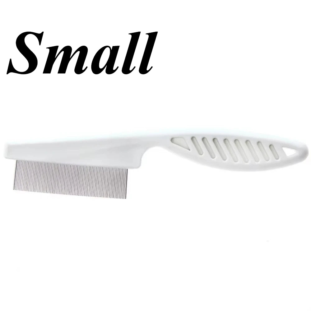 A white multi-functional pet grooming comb and scratcher set.