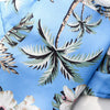 Light blue Hawaiian style pet dog summer beach shirt with green and white palm leaf print