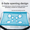 Light blue pet grooming hammock with an 8-hole opening design for securing limbs.
