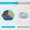 Comparison of a slow feeder dog bowl taking 20 minutes versus an ordinary bowl taking 5 minutes for dog feeding.