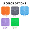 Five color options of silicone lick mats for dog bathing and slow food training: orange, grey, blue, purple, and green.