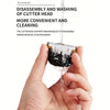 A hand is holding and washing a disassembled cutter head component of a pet grooming trimmer.
