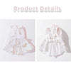 White summer dress for a dog featuring a bow and butterfly print skirt