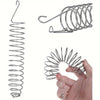 Stainless steel parrot forager feeder with a spiral fruit basket and a hand demonstrating its size.