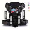 Black harness for a service dog with adjustable fit and training features