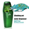 A green plastic water dispenser for climbing pets like lizards and chameleons, featuring a reptile drinking fountain.