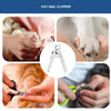 Close-up of professional LED pet nail clippers being used on a cat's paw.