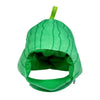 A bright green, fruit-shaped pet hat for cats and dogs with a loop on top.