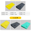 Three portable driveway ramps are shown: yellow, black, and mint green, with dimensions provided for each.