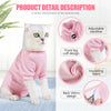 Pink knitted recovery vest for a cat with an adjustable neckline and front leg cuff design