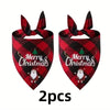 Two red plaid Christmas triangle pet scarves or bandanas for dogs