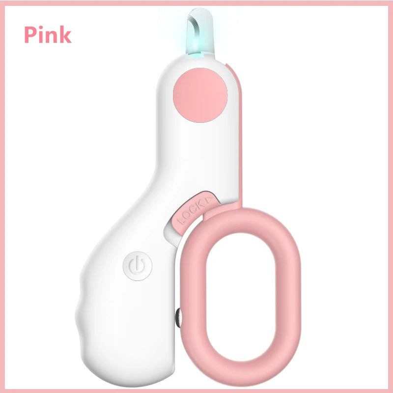 A pink interactive cat sounding toy with a light blue tip and a pink ring.