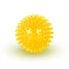 A bright yellow, spiky dog ball designed for teeth cleaning and play.