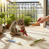 A set of colorful, fluffy cat toys and a wand designed for interactive play with cats.