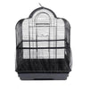 A black breathable nylon mesh bird cage cover with a dome shape and rectangular base.