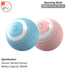 A pair of pink and blue silicone rolling cat toys with a switch and battery visible.