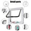 Detail parts of a 4-way locking pet door for dogs and cats, showing various components like the frame, latch, and locking mec