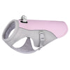 Pink and gray evaporative cooling dog vest with a reflective harness