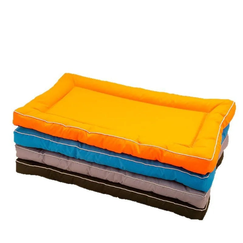 Orange and blue durable chew-proof pet mat for large dogs