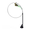 Interactive cat teaser wand featuring a feather bird and bell for pet play