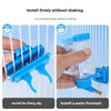 Guide d'installation montrant comment fixer une pince et une fontaine à eau dans une cage distributeur automatique pour oisea