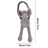 Gray elephant plush toy with blue braided ears for dogs and cats