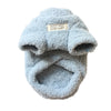 Suéter de perro de invierno de peluche azul claro con una etiqueta que dice Hola Bebé Corriendo hacia el sol