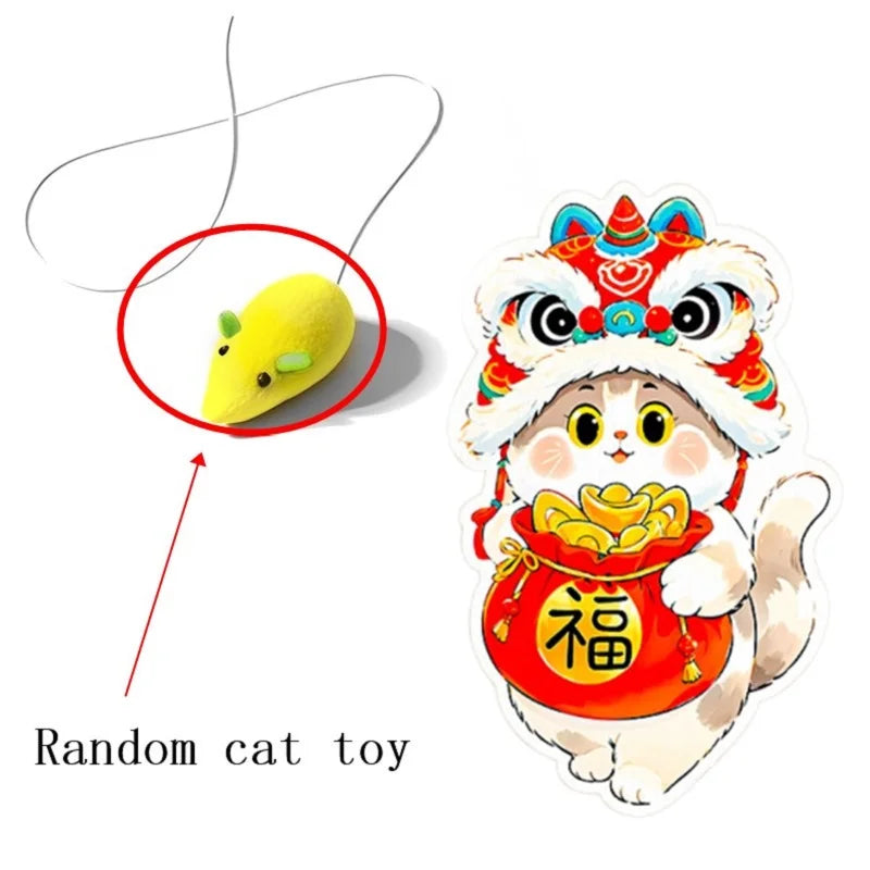 A colorful wall-mounted cat toy featuring a cute, stylized cat face with red and white fur.