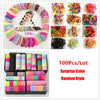 A collection of colorful elastic hair bands and accessories, including hair ties, displayed in various styles and colors.