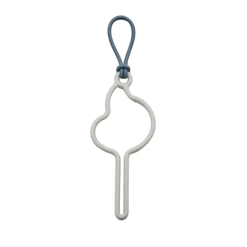 Hands-free dog poop bag dispenser with a light blue leash clip.