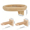 Wall mounted cat climbing shelf and bridge made of light wood and natural fiber material