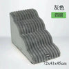 Gray pet safety climbing stairs for dogs with a textured, suede-like finish.