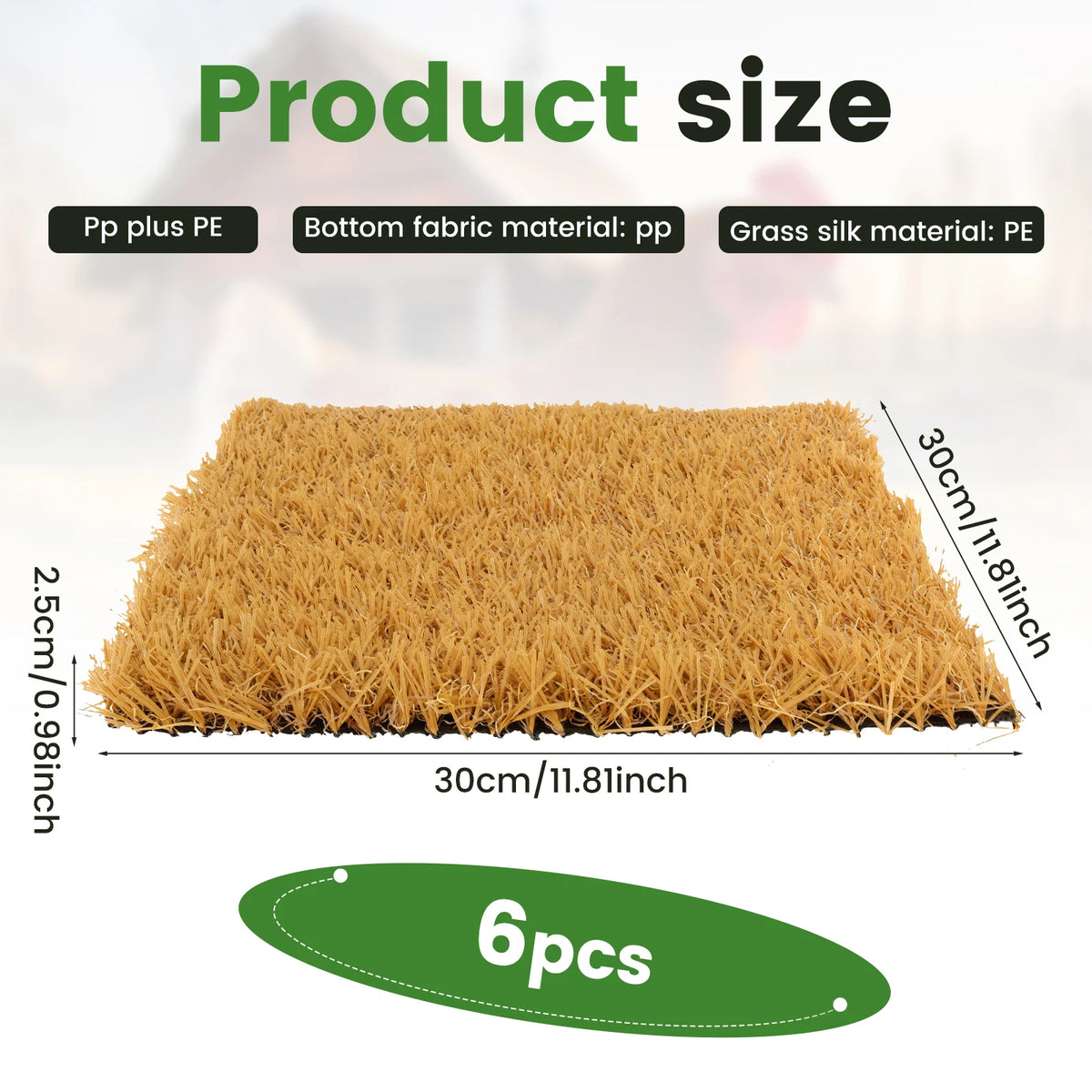 A rectangular pad of golden-brown straw material is shown next to a count of six pads.
