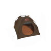 A brown foldable pet tent designed for cats and small animals.