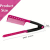 Peigne lisseur en forme de V rose et noir avec des pointes de 4 cm, présenté à plat.