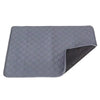 Gray reusable non-slip fleece cage liner with a slanted opening for small pets