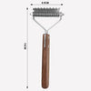 A wooden dog grooming comb and brush set with a metal comb attachment, shown against a white background.