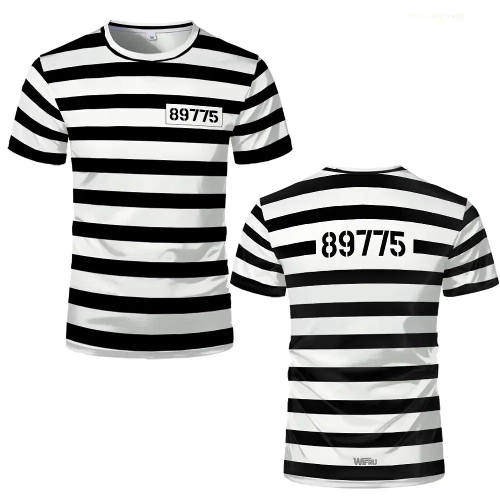 A black and white horizontal striped t-shirt for men and women.