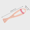 A light peach adjustable pet door stopper featuring pink patterned fabric and multiple mounting holes.